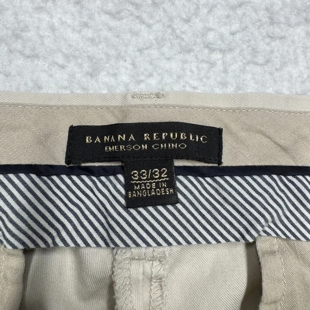 Banana Republic Emerson Flat Front All‎ Cotton Chino Pants Ivory Men's 33x32